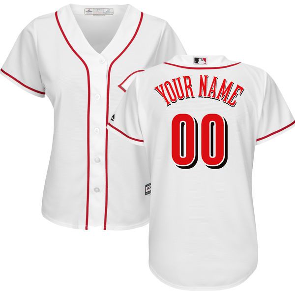Women Cincinnati Reds Majestic White Home Cool Base Custom MLB Jersey->customized mlb jersey->Custom Jersey